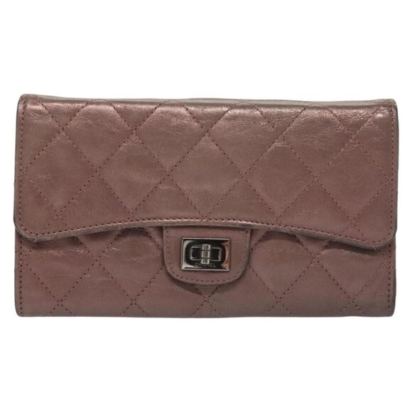 CHANEL 2.55 Matelasse Long Wallet Leather Pink Silver CC Auth 137893 - Picture 2 of 15